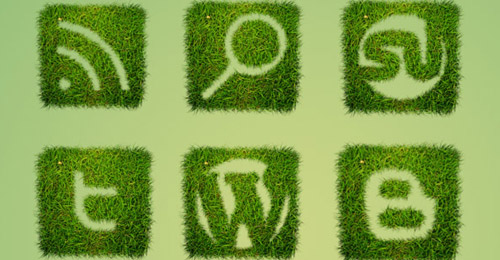 grass textured icon set
