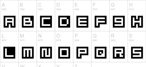 alphabet pixel font