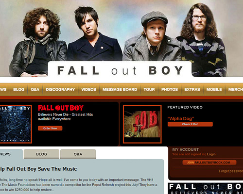 Fall out boy band website
