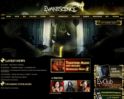 Evanescence band website