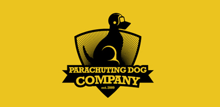 parachuting dog logo