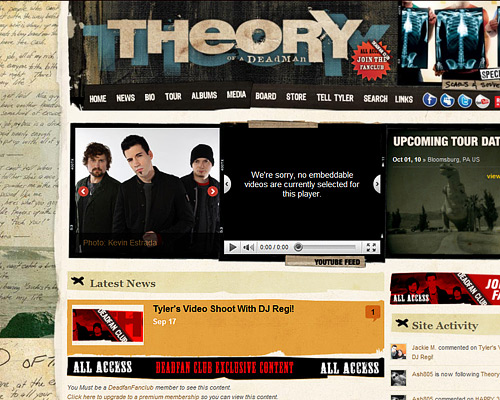 Theory of a deadman band website
