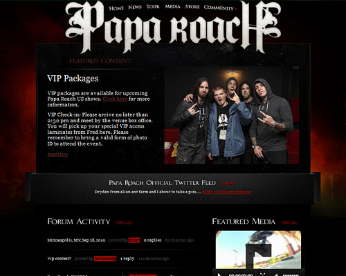 Papa roach band website