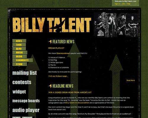 Billy talent band website