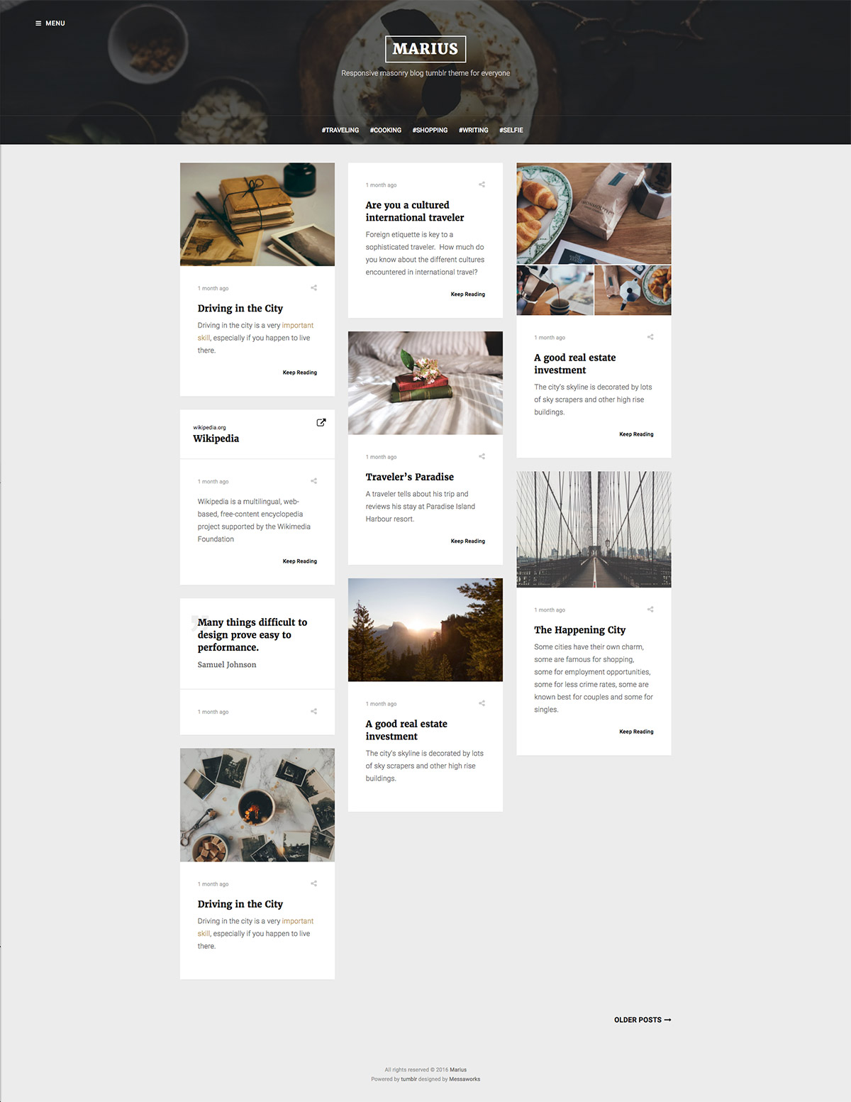 masonry blog theme