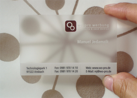 Translucent Frosted Plastic BusinessCard