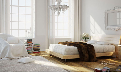 bedroom white and wood