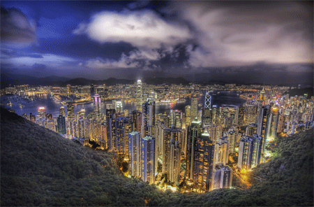 Hongkong from the peak on a summer's night