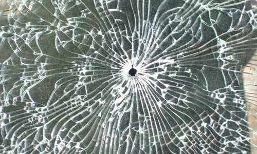 broken glass hole