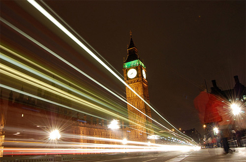 Traffic on Westminster Bridge long exposure photography