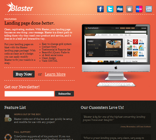 blaster landing page