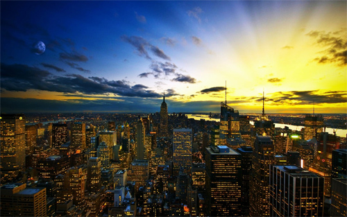 New York Skyline At Sunset