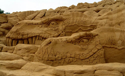 Hushed Dragons in Sand Sculpture