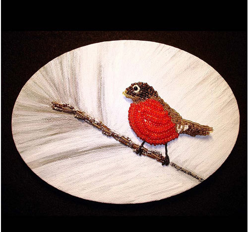 Irrestibly Robin In Snow Bead Art