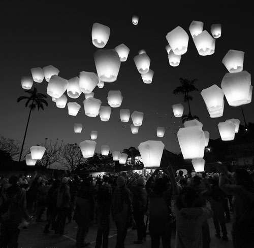 Very Beautiful Group of Sky Lantern. 