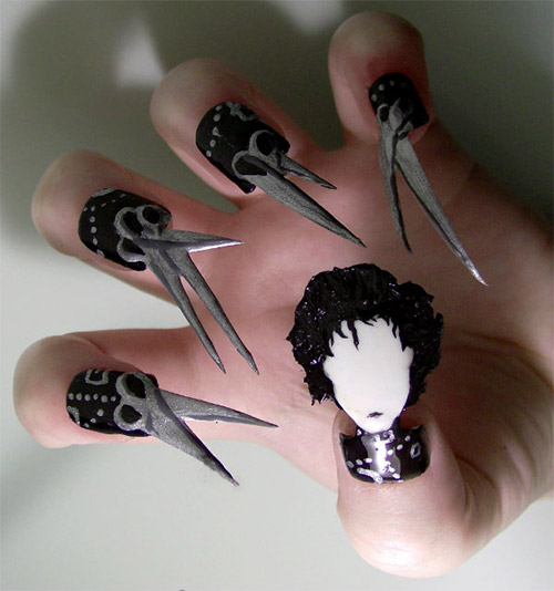 Edward scissorhands nail art