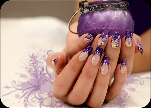 purple nail art