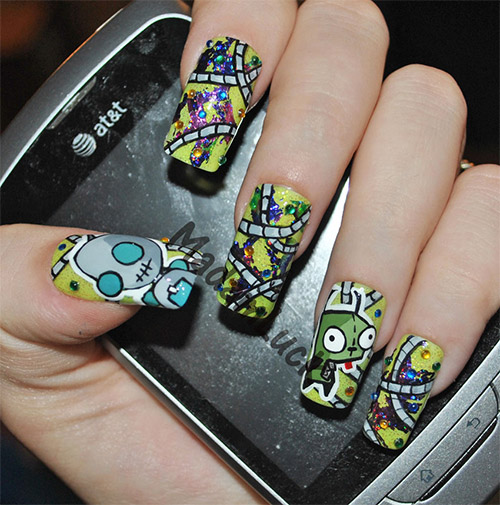 gir and zim nail art