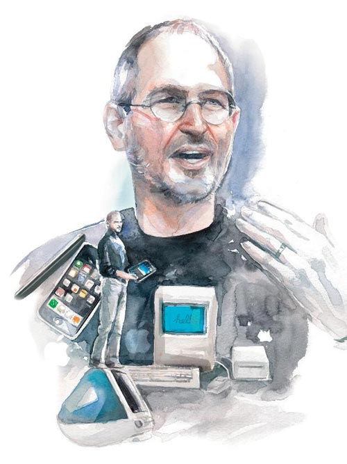 Steve Jobs Illustration with Gadgets