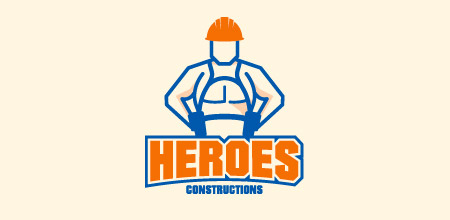 heroes construction logo design
