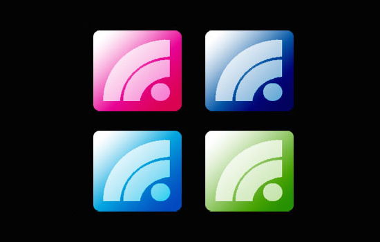 Pink, Blue, Green RSS Icons