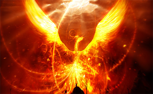 powerful phoenix digital illustration
