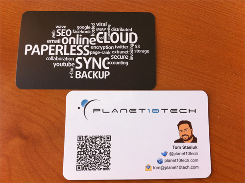 Planet10tech business card with QR Code