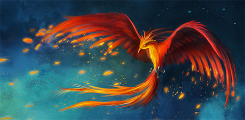 flying phoenix illustration