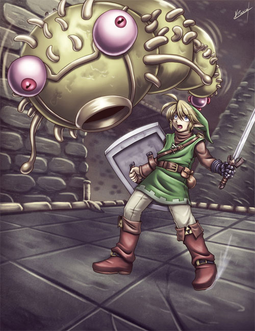 Zelda - Link and Moldorm fight