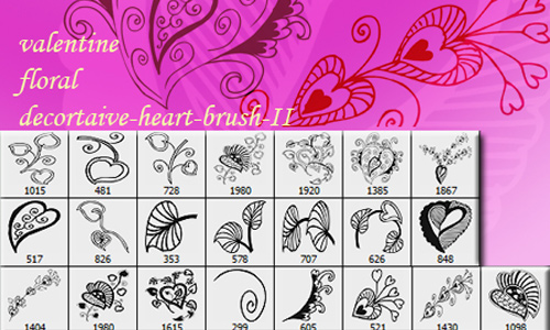 Valentine Floral Heart Brush