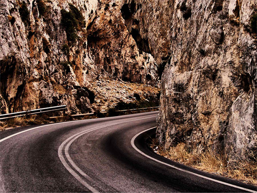 rocks and road