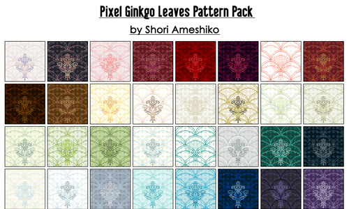 Pixel Ginkgo Leaves Pattern Pack