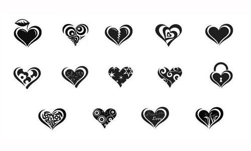 10 Heart brushes pack