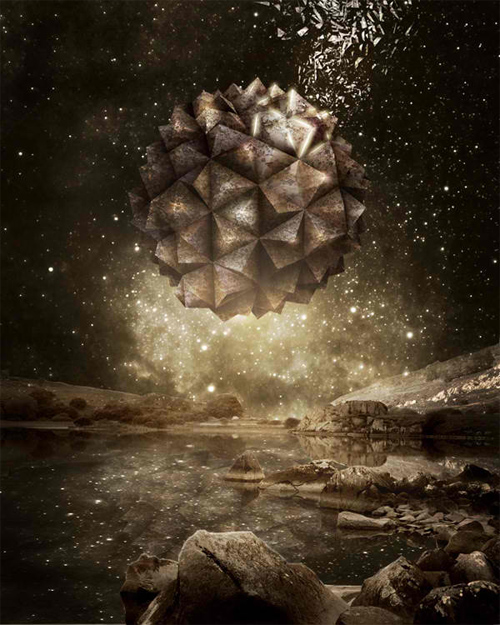Create a Surreal Floating Stone Structure Scene