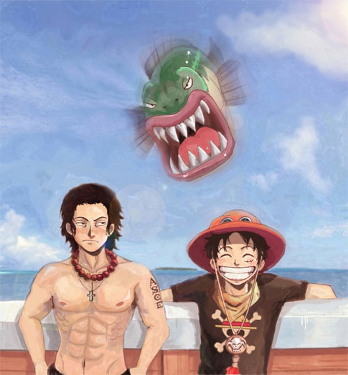 Ace_and_Luffy_by_Bayko