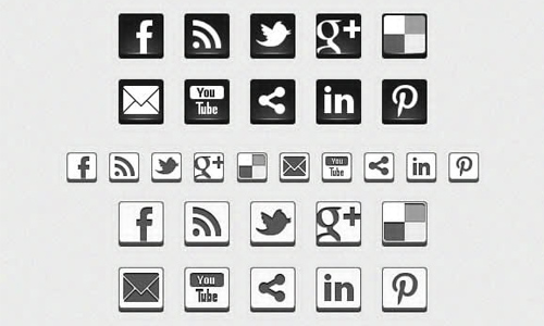 Black & White 3D Social Icons