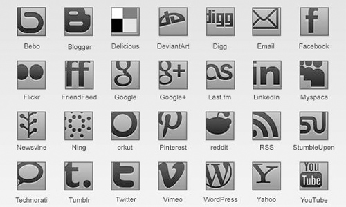 Offset Monochrome Social Icons Set 1