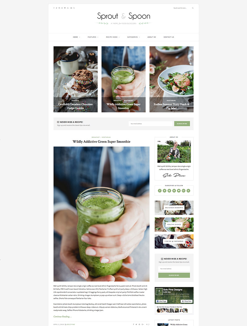 food blog theme