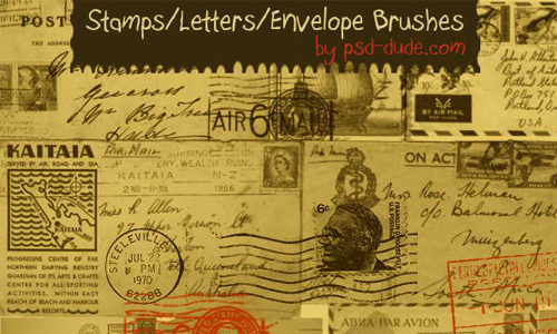Photoshop Stamps Letters and Envelope Brushes