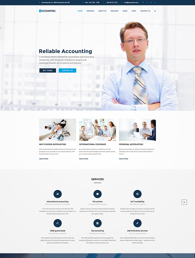 accounting website theme