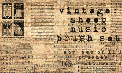 vintage sheet music brushes