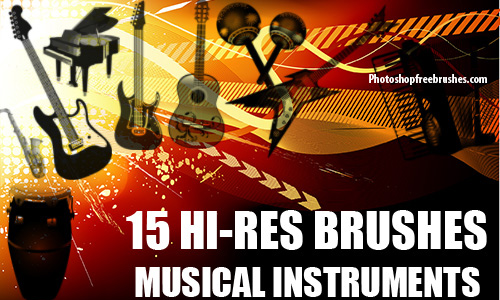 15 Musical Instruments Photoshop Brushes 2