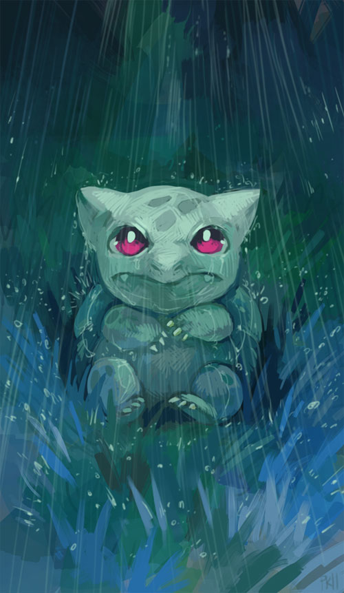 Bulbasaur in the Rain