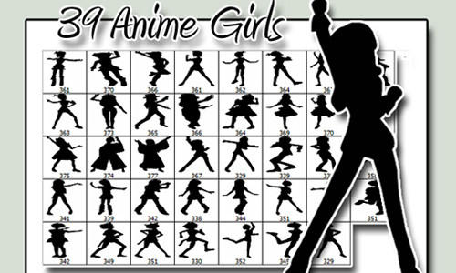 Anime Girl Silhouettes - Set 1