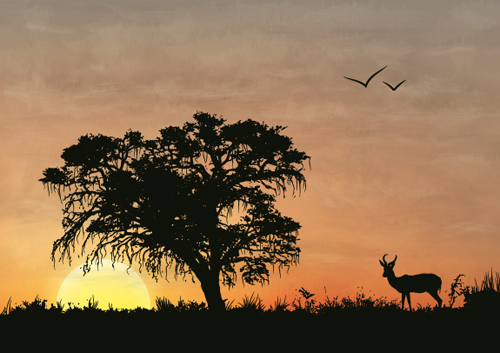 Create an African Silhouette Sunset Using Image Trace in Illustrator CS6