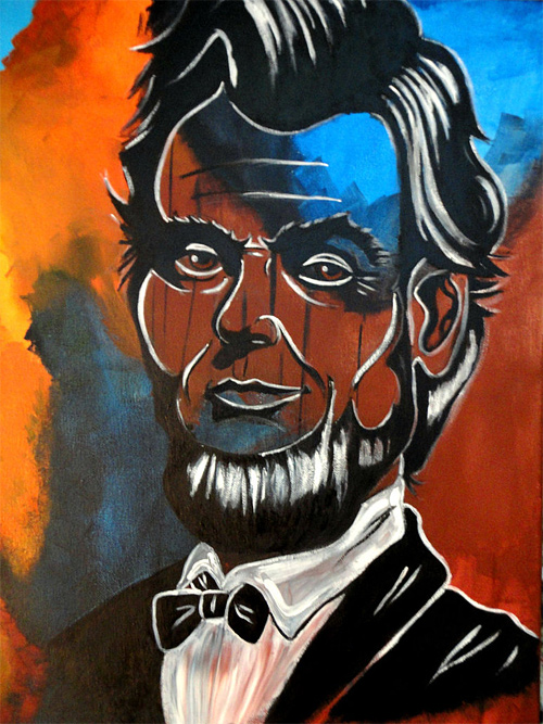 Colourful portrait abstract abraham lincoln artwork illustration