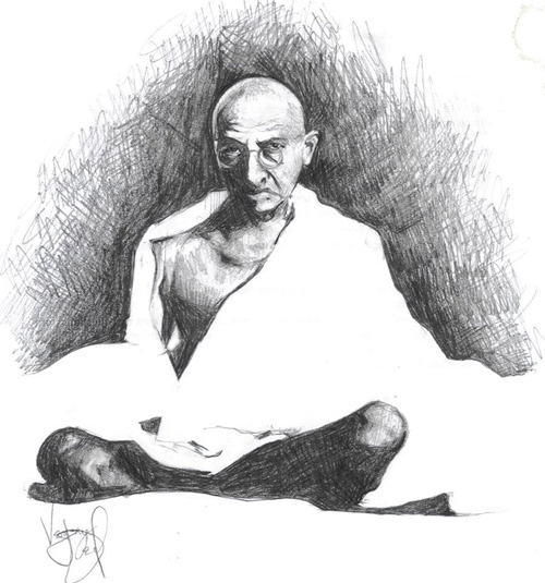 gandhi artwork picture illustration stencil