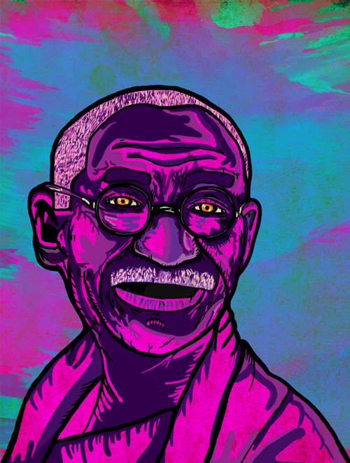 gandhi artwork picture illustration purple