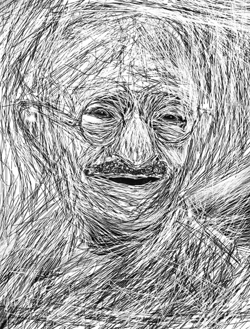 Black white Gandhi artwork picture illustration