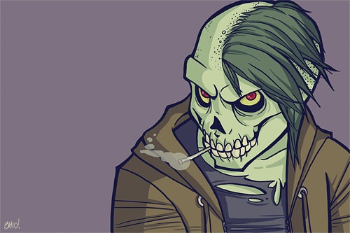 Smoking zombie halloween artwork illustration